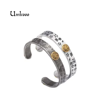 

Fashion Personality Cartoon Smiley Face Cuff Bangle Retro Style Men's Wild Open Bracelet Jewelry Men's Accessories