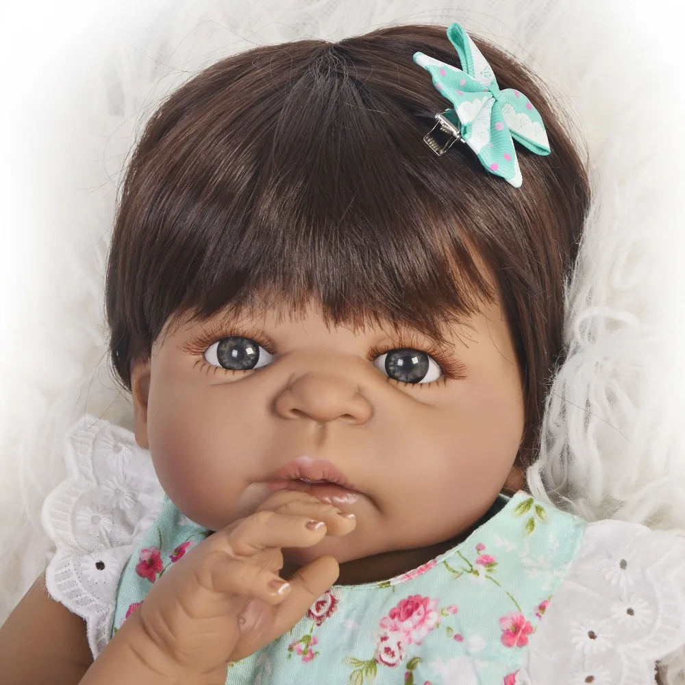 Черный bebes кукла трансфер до reborn девушка 57 см всего тела силиконовые перерожденные Куклы Игрушки для новорожденных в африканском стиле девочка кукла "малыш" детский подарок