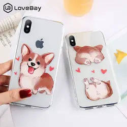 Lovebay прозрачные животные корги чехол для iPhone 6 6 S 7 8 Plus X XS XR XS Max 5 5S SE прозрачные чехлы для телефона собака мягкая ТПУ задняя крышка