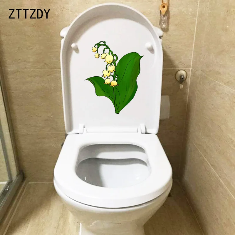 Зеленая красивая наклейка для туалета ZTTZDY 18 9*22 9 см Bellflower WC домашняя гостиная
