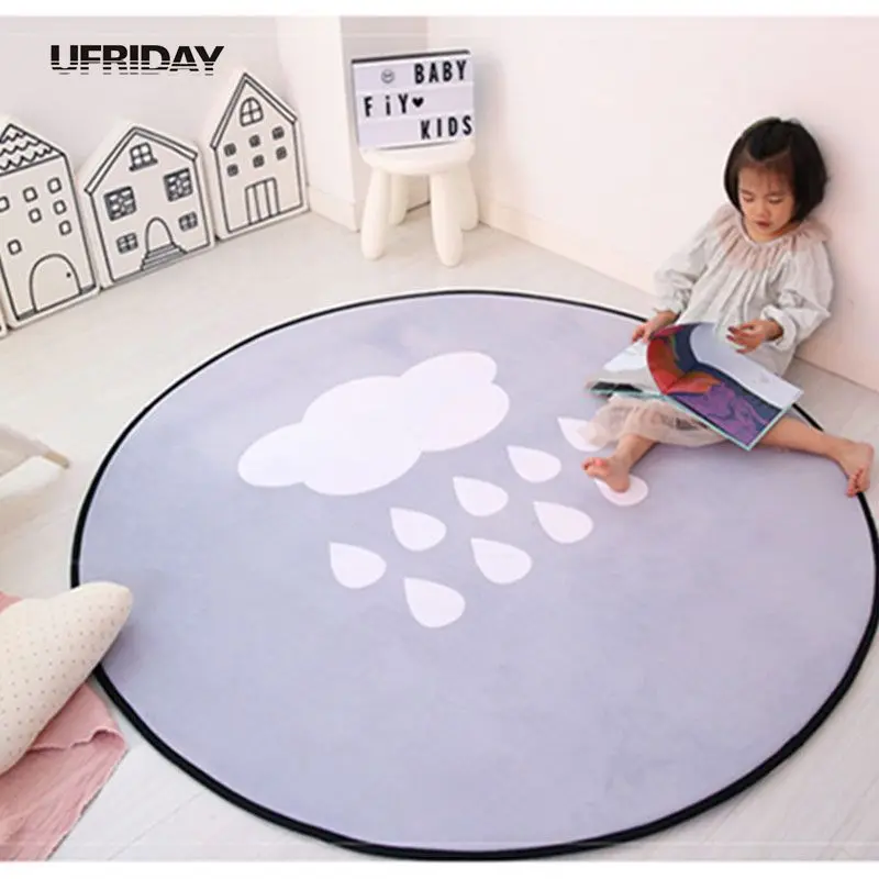 UFRIDAY Противоскользящий коврик, круглые ковры, мультяшный детский коврик для дома, детский коврик для гостиной, спальни, Детский напольный игровой коврик