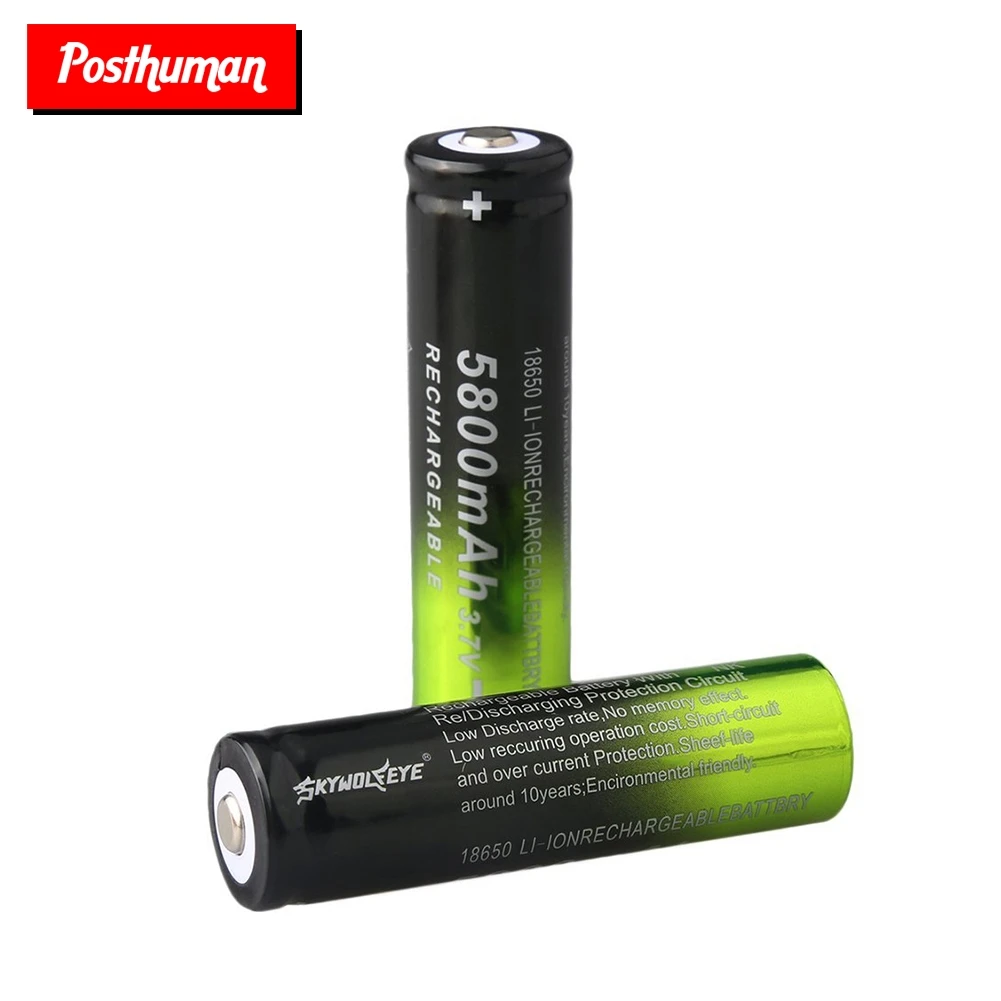 Flashlight Headlamp Batteries 2PCS 18650 3.7V Battery Li-ion 5800mAh Rechargeable Battery