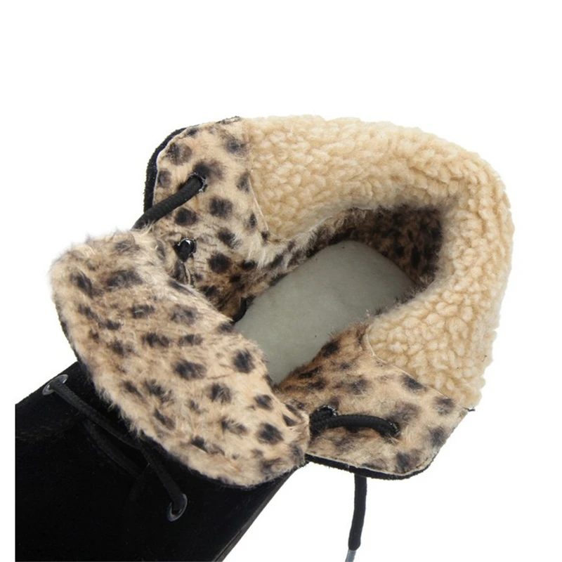 JIANBUDAN/Зимние плюшевые повседневные хлопковые ботинки женские теплые зимние ботинки на высоком каблуке 6,5 см теплая замшевая обувь на меху со шнуровкой Большие размеры 36-43