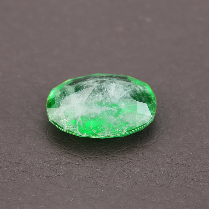 Oval shape natural crystal add glass green color and red color loose stone