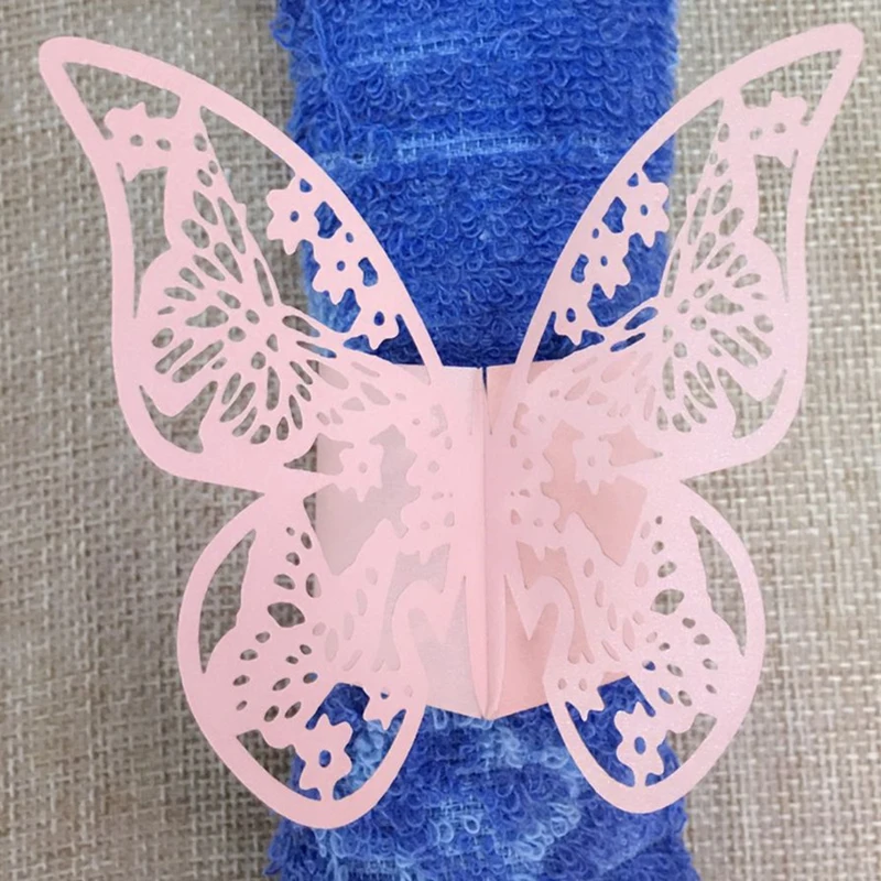 50Pieces/Lot Butterfly Style Laser Cut Porta Guardanapo Paper Napkin Rings napkins Holders Hotel Wedding Favors Table Decoration