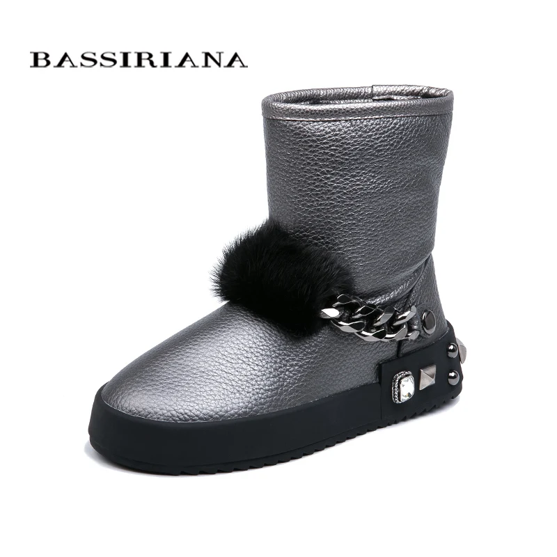 BASSIRIANA/2018 г. новые модные зимние сапоги из натуральной кожи теплые ботинки Женские
