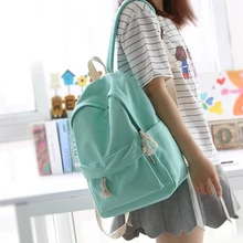 Einfache frische design reine farbe leinwand frauen rucksack mode mädchen freizeittasche mittelschülerin buch tasche reisetasche