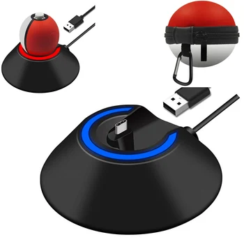 

Nintend Switch NS Poke Ball Plus Power Supply LED Type-C Charger Charging Dock Station Stand With Bag For Pokeball Eevee Game