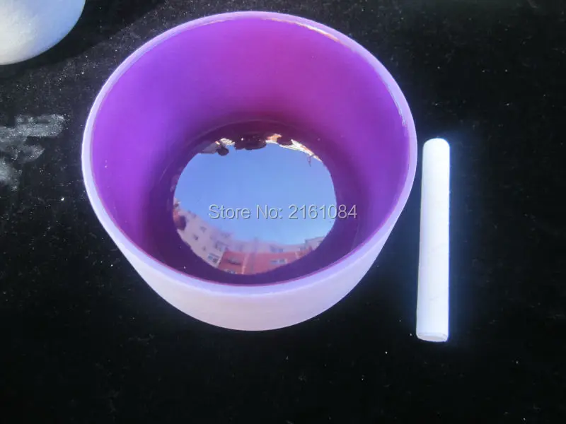 

10" Purple Color B Note Crown Chakra Frosted Quartz Crystal Singing Bowl with free suede and o-ring