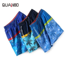 QUANBO, мужские шорты для плавания, хлопок, пляжные шорты для серфинга, спортивные летние свободные повседневные шорты с цветочным принтом для отдыха на море