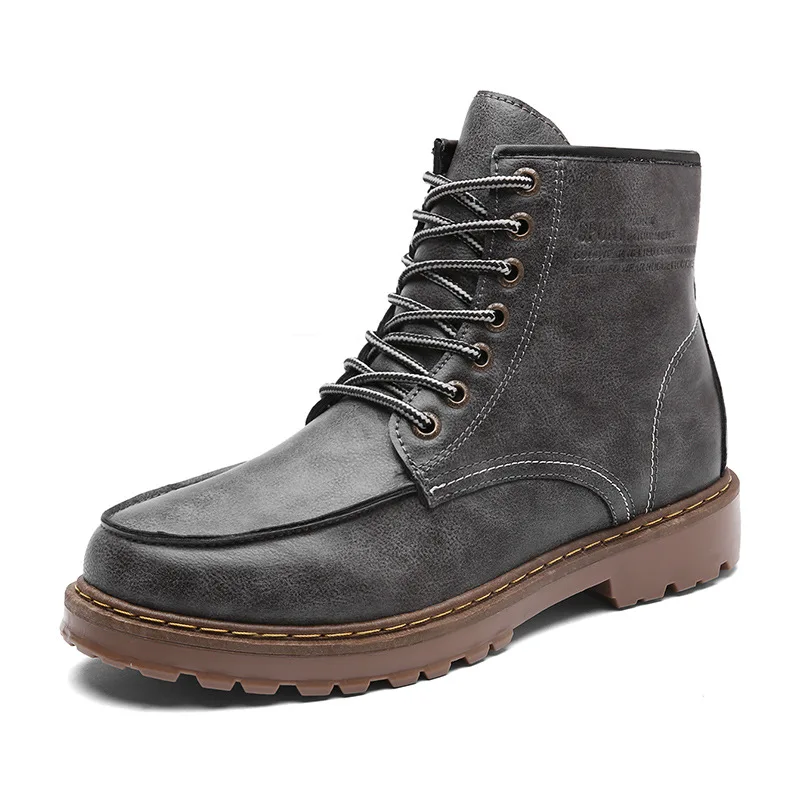 

Leisure Fashion Men Martin Boots Solid Low Ankle Punk Motorcycle Boots Round Toe Sewing Spring Autumm Lace up Outdoor Shoes