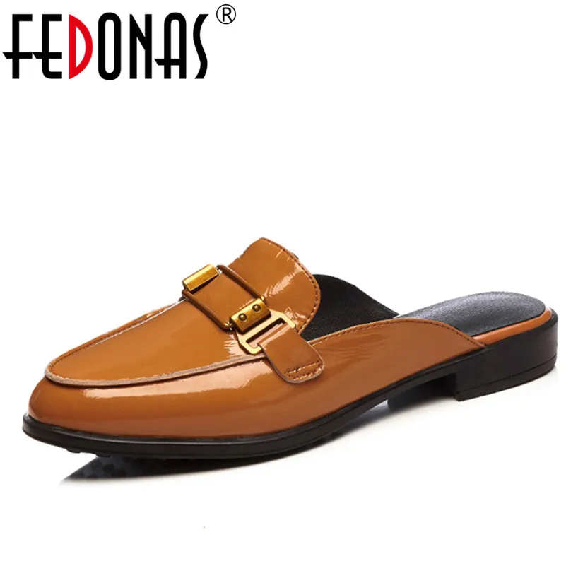

FEDONAS Women Sandals 2018 New Spring Summer Genuine Leather Shoes Woman Low Heels Sandals Fashion Female Ladies Shoes Slippers