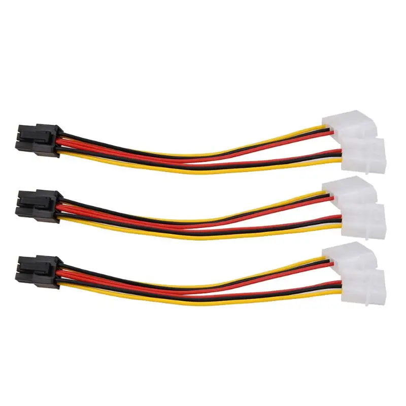 3pcs Molex 4pin ide to 6 Pin PCI Express Video Card Pci e ATX PSU Power Converter Cable dual