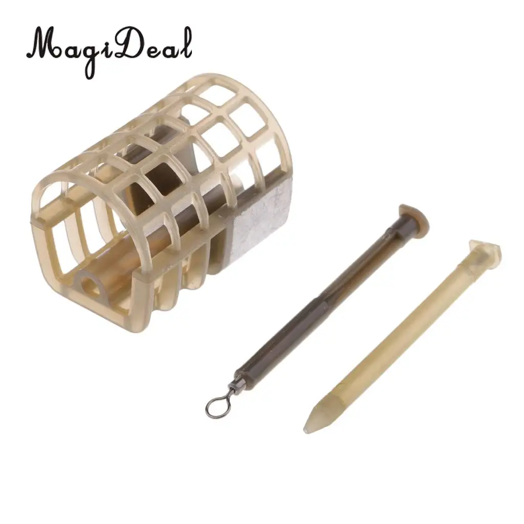 In Line Cage Feeder Coarse Fishing Feeders Bait Cage Lure Holder Basket with Lead Sinker 30g