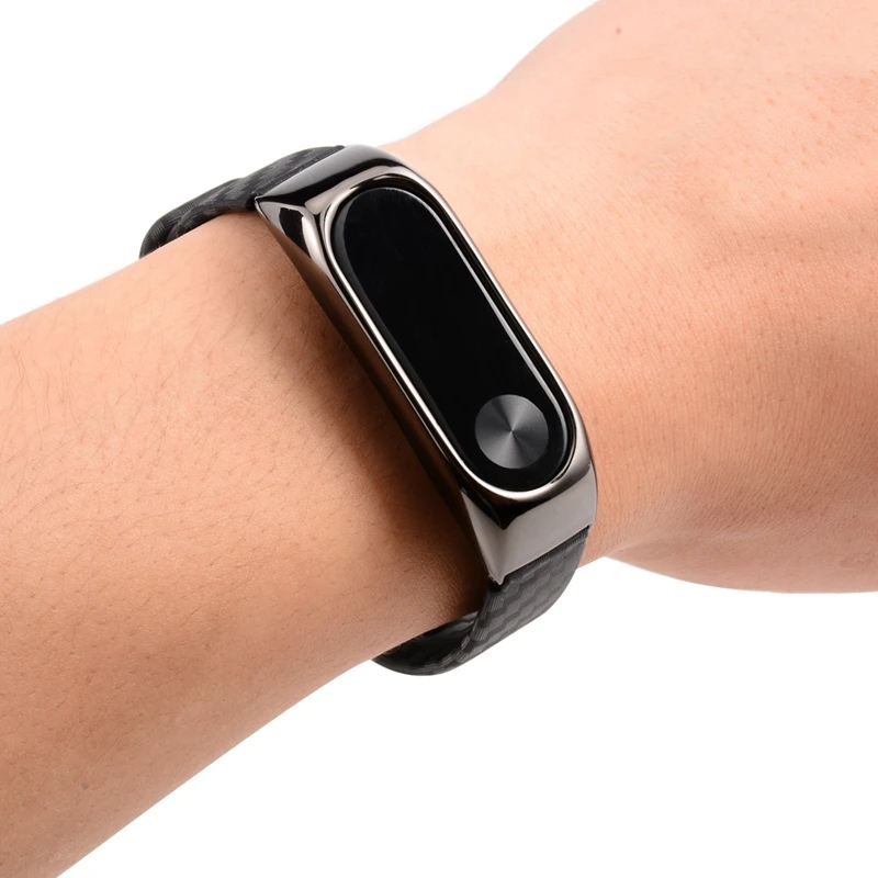 

Hangrui Mi Band 2 Strap Metal Carbon Fiber Replacement Wriststrap For Xiaomi Mi 2 Fitness Tracker Smart Bracelet Accessories