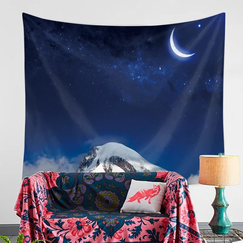 Гобелен с Луной настенный гобелен с мандалой Psychedelic ночное небо пейзаж Природа Гобелен на стену богемное украшение домашняя настенная ткань