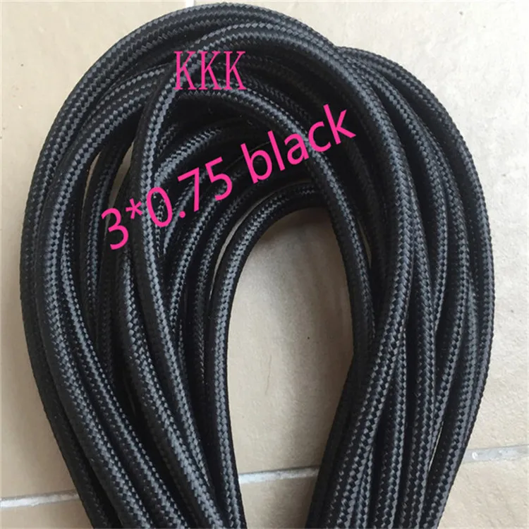 100m  lot  3 cores colors fabric wire 30.75mm cable retro textile woven mesh cable wire and the color Brown and black (42)