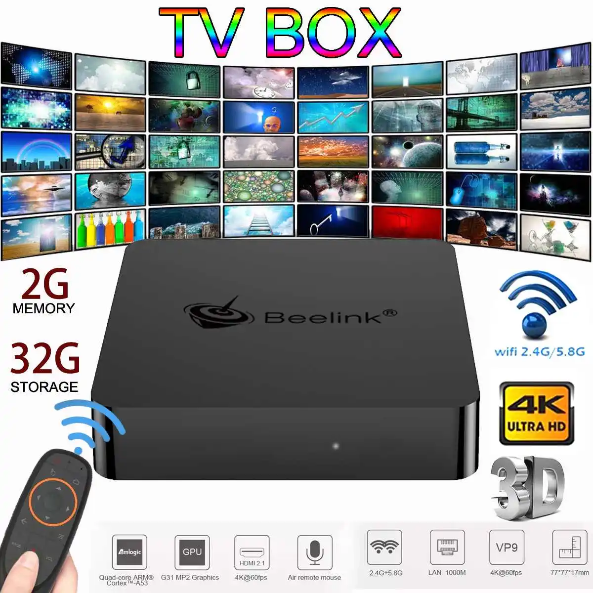 

Beelink GT MINI-A TV Box S905X2 2GB DDR4 32GB 5G WIFI bluetooth 4.0 H.265 TV Box with Voice Remote Control HD Netflix 4K Youtube