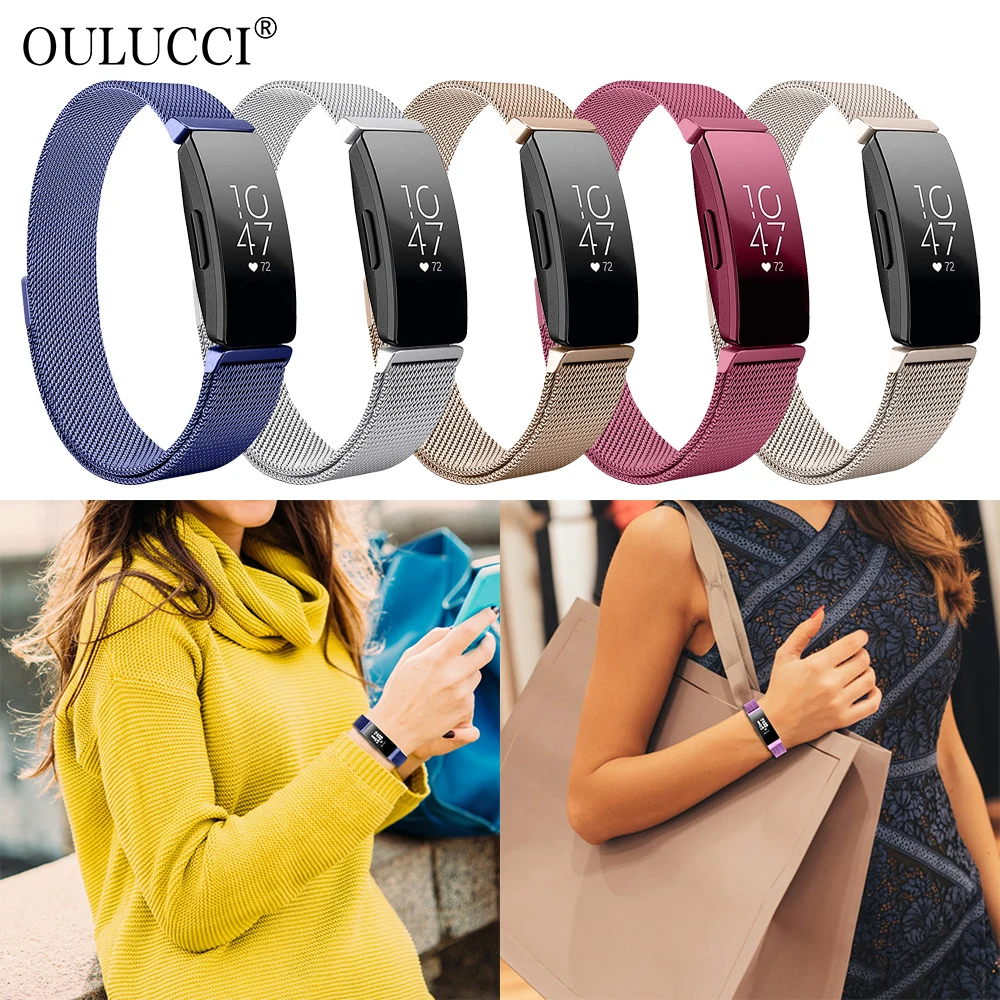 OULUCCI для Fitbit Inspire Hr ремешок из нержавеющей стали часов сетка петля Металлический