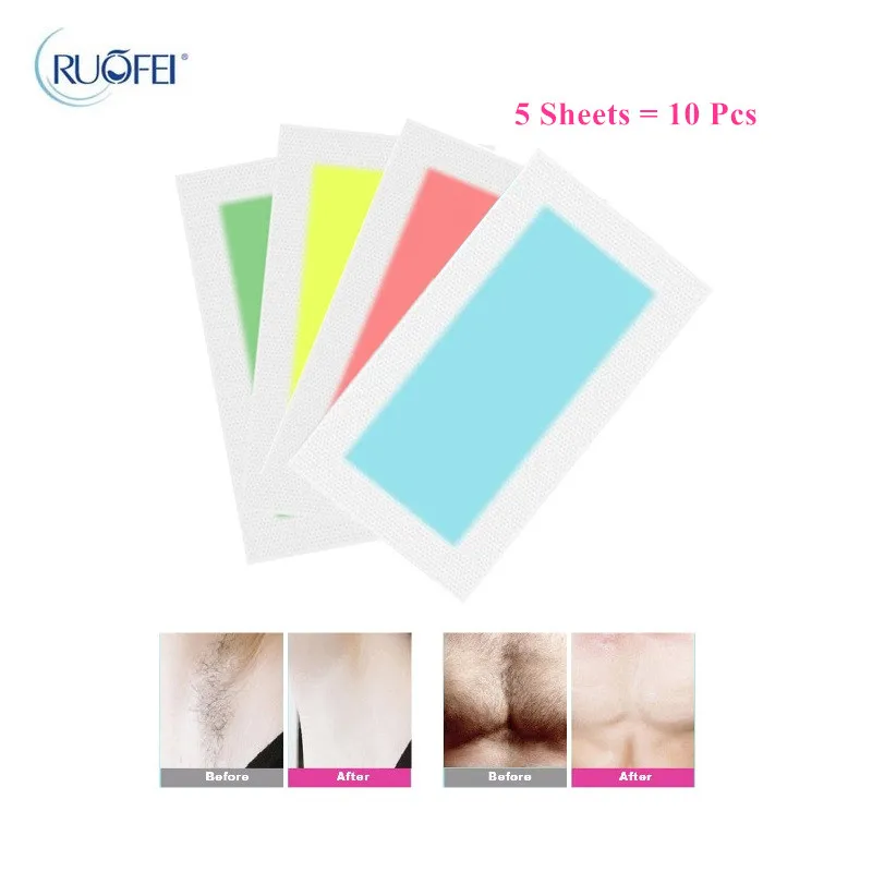 

10pcs=5sheets Summer New Hot Sale Professional Hair Removal Double Sided Cold Wax Strips Paper For Leg Body Face Free Shipping