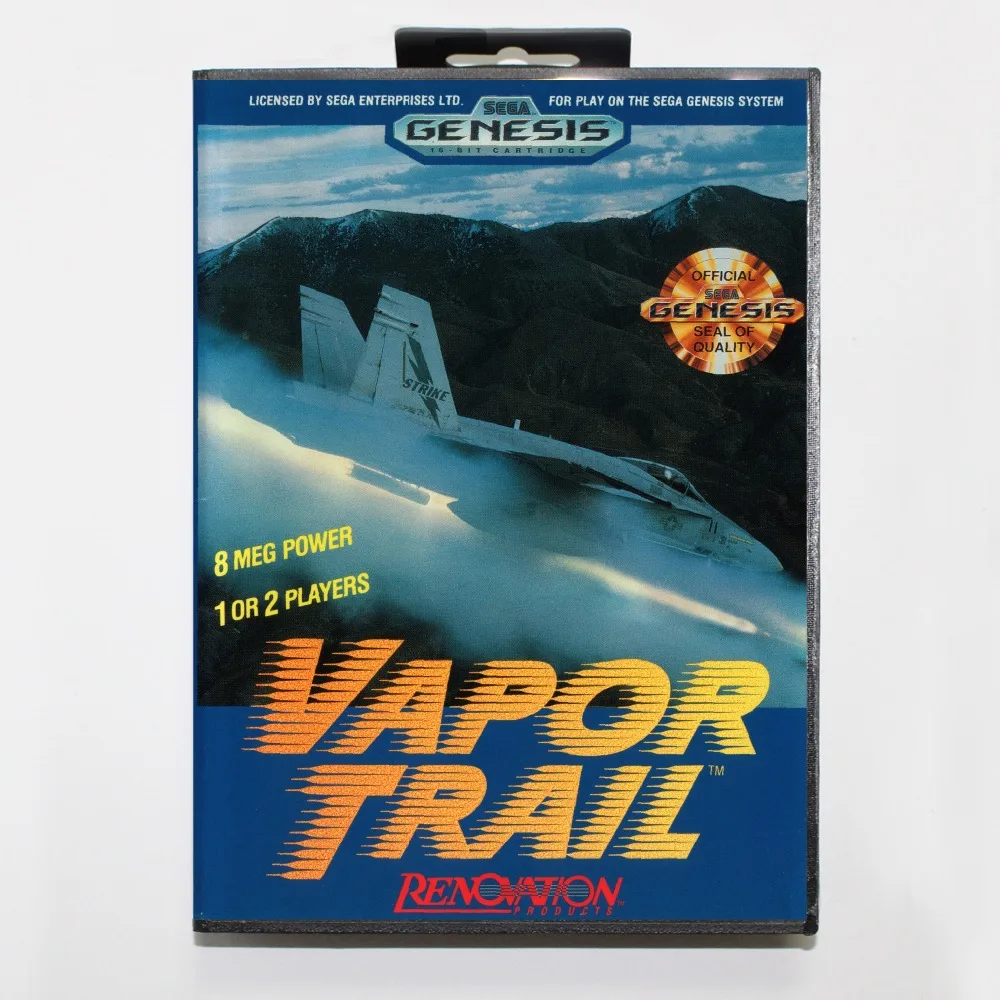 

Vapor Trail 16 bit MD card with Retail box for Sega MegaDrive Video Game console system