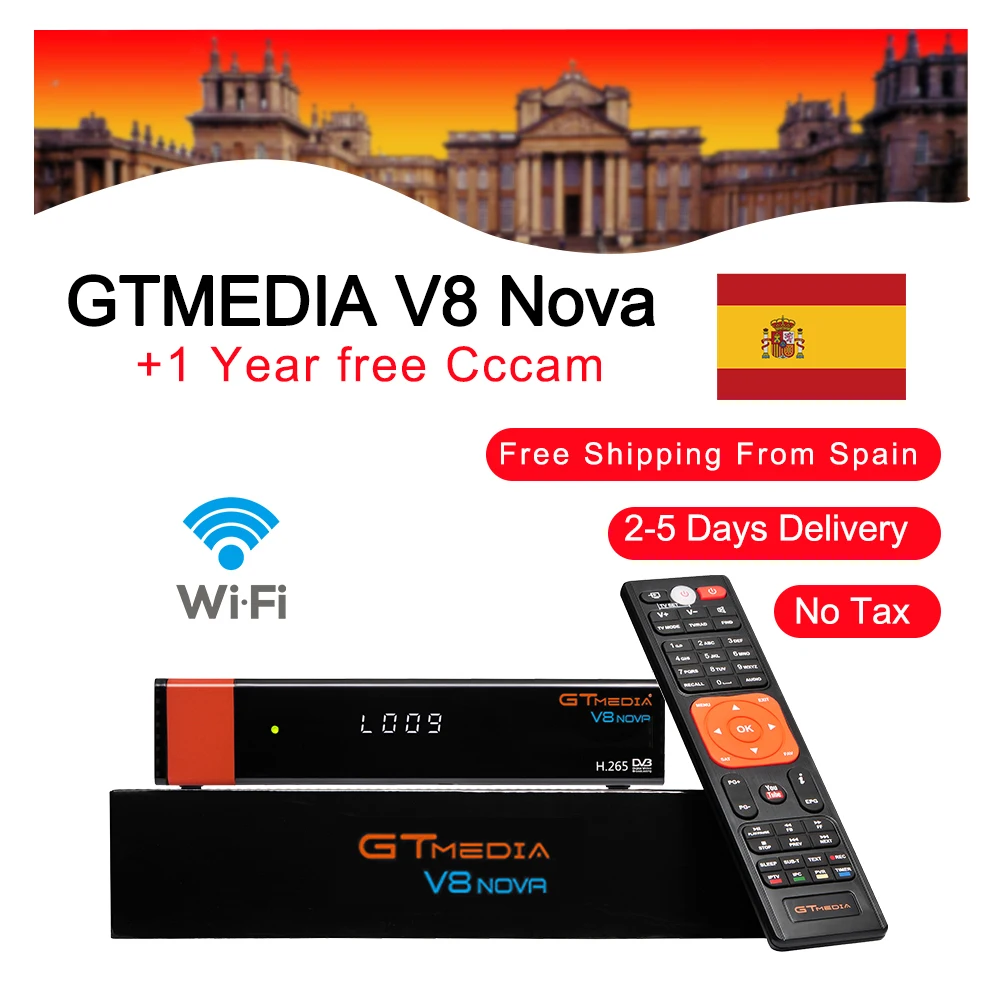 1 год Европа Клайн натуральная Freesat GTMedia V8 Nova Full HD DVB-S2 спутниковый ресивер же V9 Супер Обновление от V8 супер деко