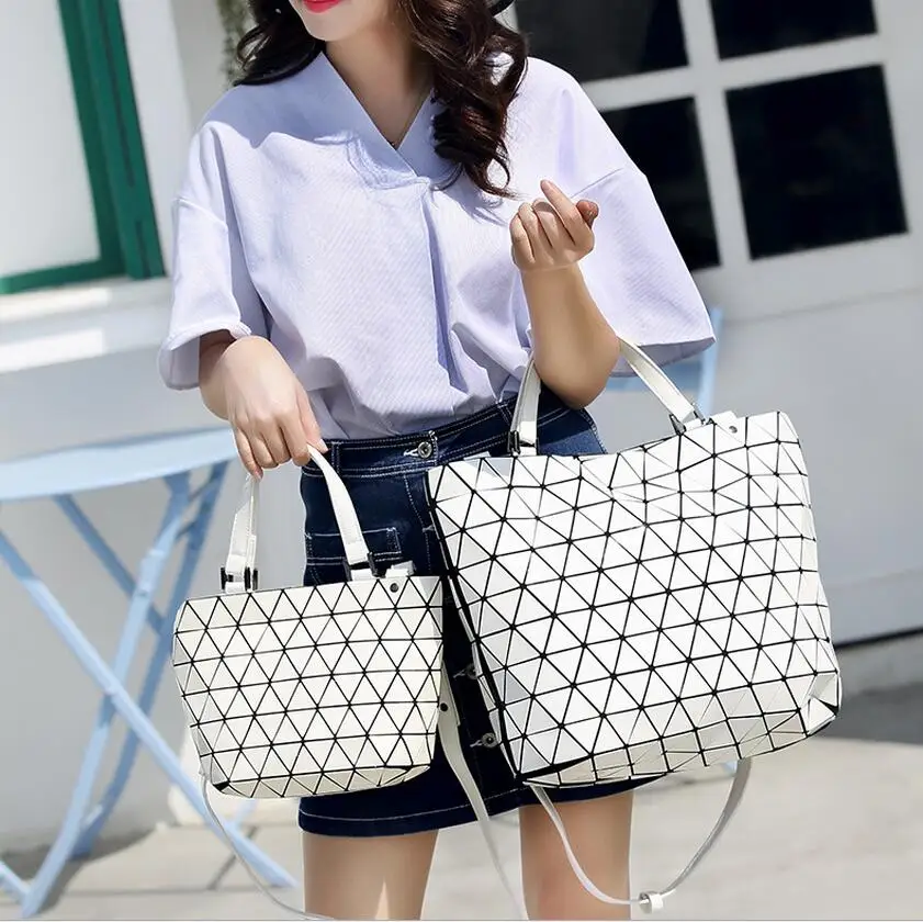 

Drop Shipping Fashion Geometric Handbag Women's Handbags Designer Sequins Mirror Plain Shoulder Bag Folding Bucket Bags Totes