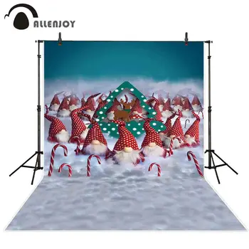 

Allenjoy christmas elf photography background candy cane cloud backdrop photocall photo shoot prop printed custom decor