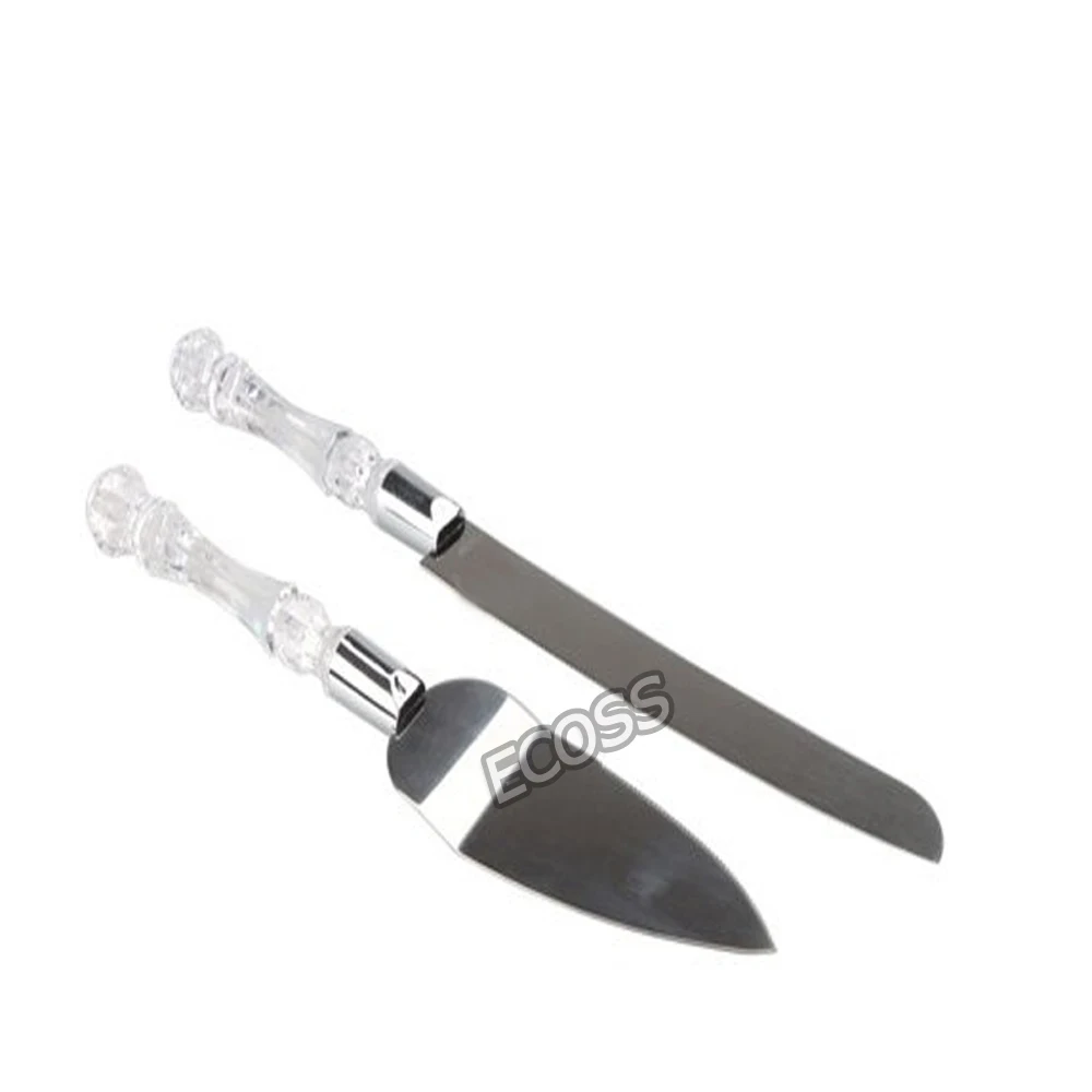 

Stainless Steel Cake Knife Set Server Wedding Decoration Acrylic Faux Crystal Handle Cutter Set Party Decoration