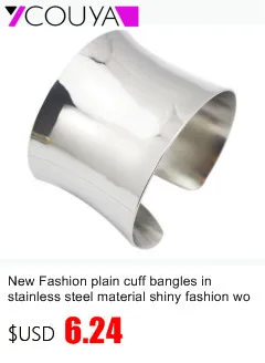 New Fashion plain cuff bangles in stainless steel material shiny fashion women wide cuff bangle bracelet