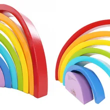 Деревянные блоки Радуга дети строительные блоки Детские деревянные игрушки раннего обучения Монтессори Образовательные