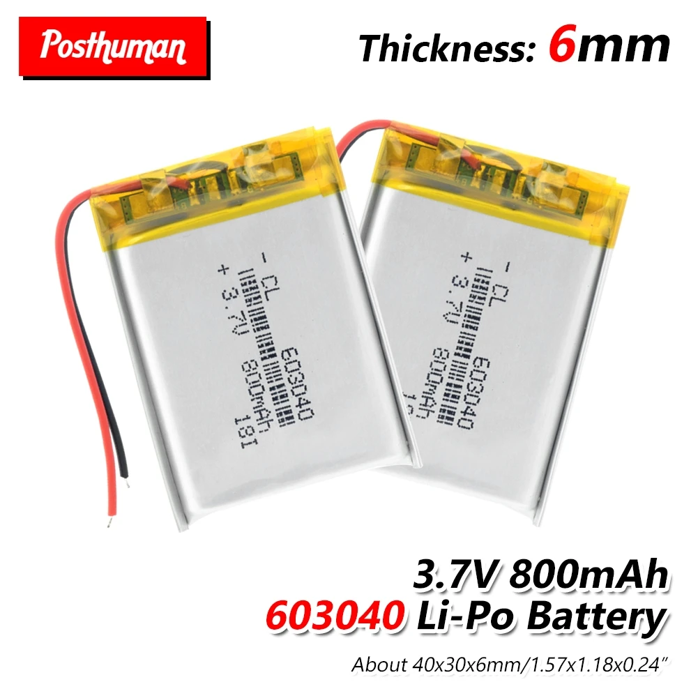 

603040 3.7V lithium polymer rechargeable battery 800mAh 063040 For GPS navigator MP3 MP4 MP5 Power Bank Bluetooth speaker Toys