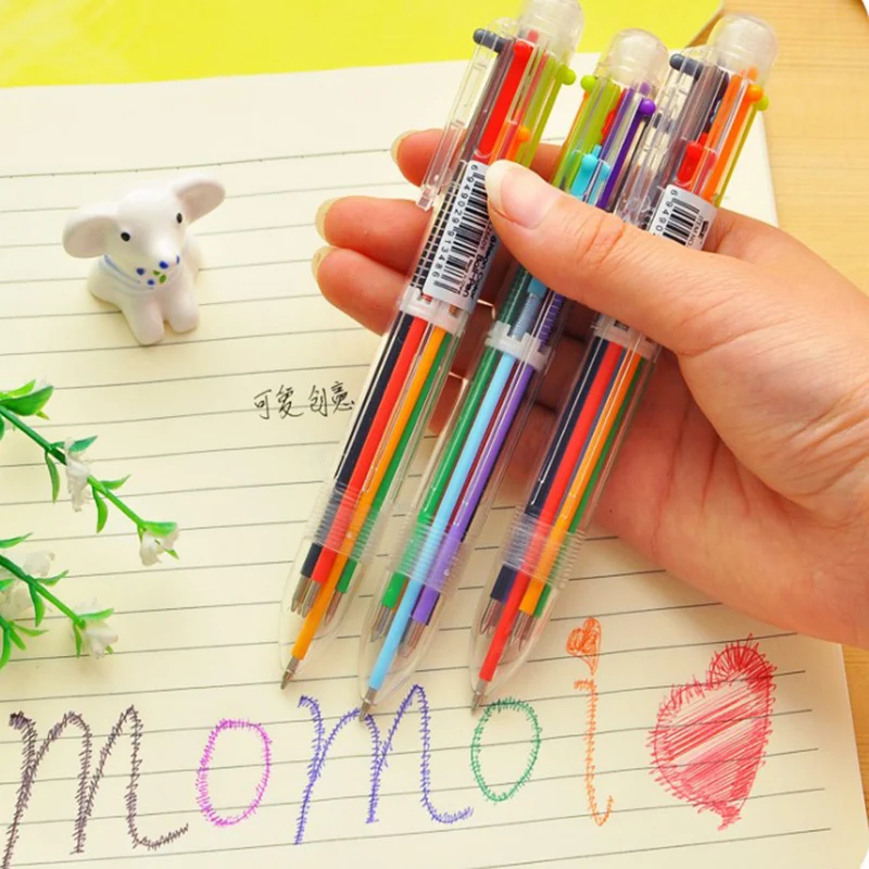 

New arrival 1 multi-color novelty ballpoint pen multi-function 6 in 1 color stationery supplies new creative school supplies