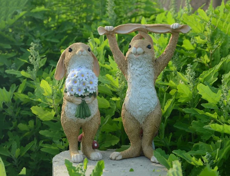 Милый Пасхальный кролик, настольный декор, сказочный сад, кролик, фигурка животного, домашний декор, подарок на день Святого Валентина, миниатюрные садовые фигурки