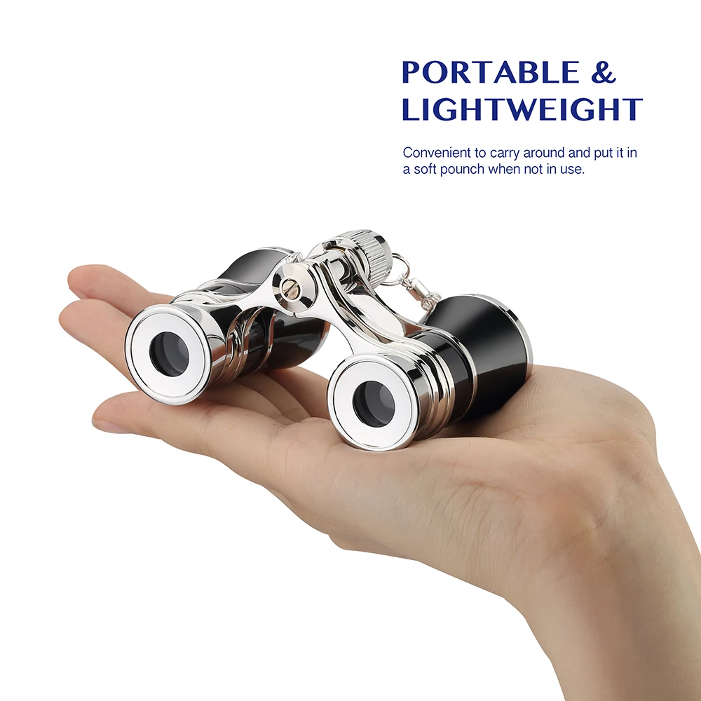 AOMEKIE 3X25 أوبرا نظارات مناظير المعادن الجسم مع سلسلة/مقبض البصرية عدسة المسرح تلسكوب الرجعية تصميم النساء الفتيات هدية