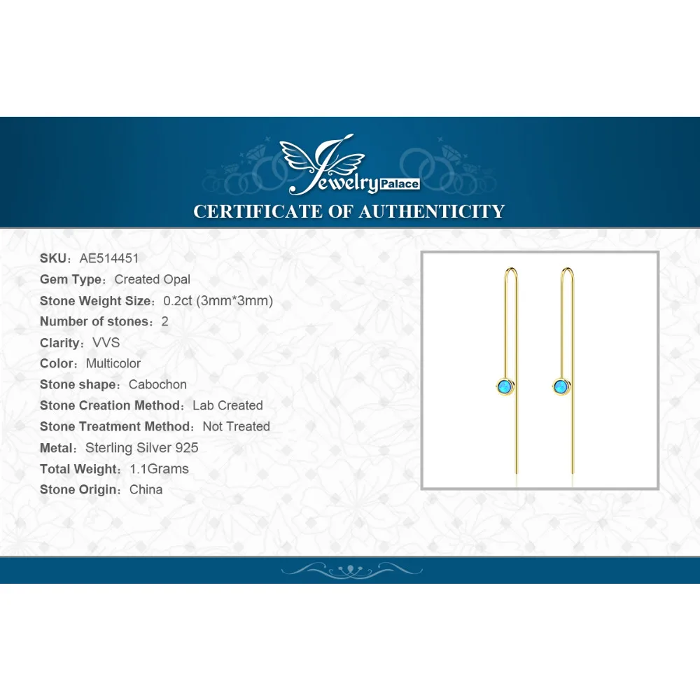 Jewelrypalace классический 0.2ct создан опал Висячие серьги 925 серебро Ювелирные