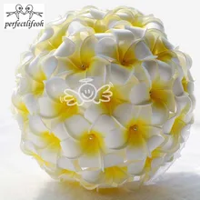 Erfectlifeoh Высокое качество белые розы цветы Свадебный букет с кристаллами атласная лента Ramo Novia Свадебные букеты