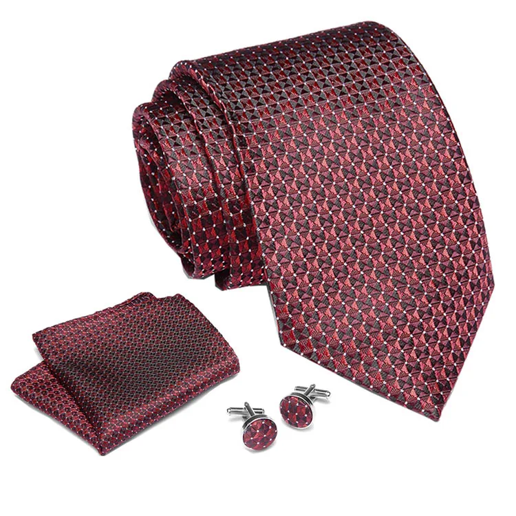 Новый дизайн дополнительный длинный размер синий плед полосатый галстук набор жаккардовый тканый мужской галстук Gravata Hanky набор запонок