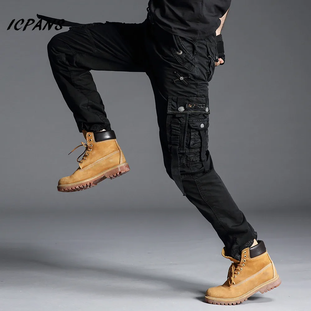  ICPANS Tactical Camo Cargo Pants Men Army Military Work SWAT Pants Paintball Male Casual Pockets Bl