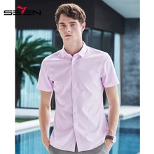 Seven7 Мужская модная повседневная мужская клетчатая рубашка с короткими рукавами, одежда, мягкое удобное платье в деловом стиле, рубашка 116A38120