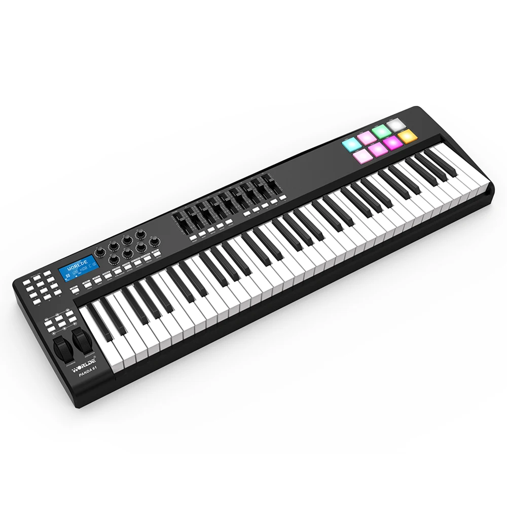 На выбор PANDA61 Портативный 61-ключ USB MIDI контроллер клавиатуры 8RGB цветная подсветка триггер облицовка площадка/коврик/настил/Накладка белый светильник с подсветкой USB кабель