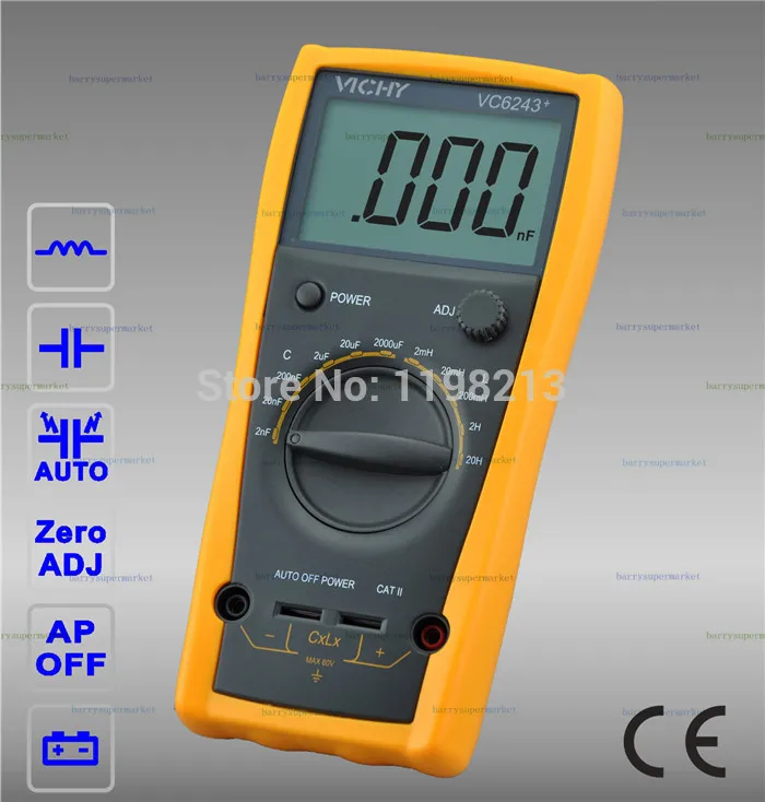 

VICHY VICI VC6243+ Digital Inductance Capacitance Meter Tester 0-2000uf LCR Digital Multimeter