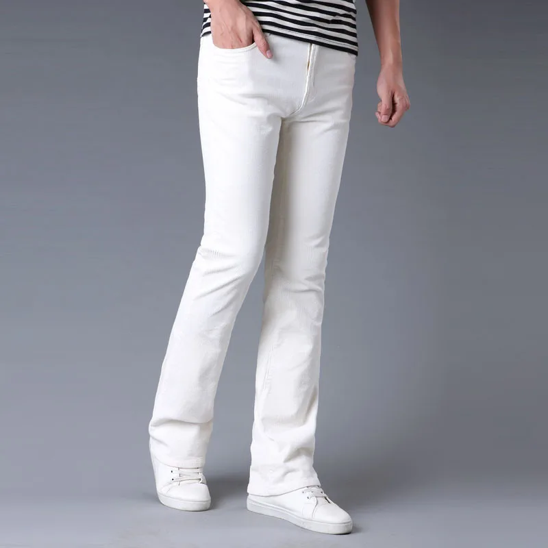 Men's Casual Pants Men's White Corduroy Casual Pants Micro Flare Flare Size 27-35 36