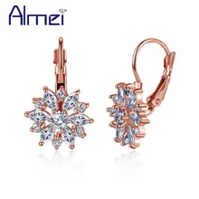 Almei свадебные серьги с камнями розовое золото цвет ювелирных изделий женщин Подсолнух с кристаллами серьги-шпильки кубического циркониевая Сережка BME117
