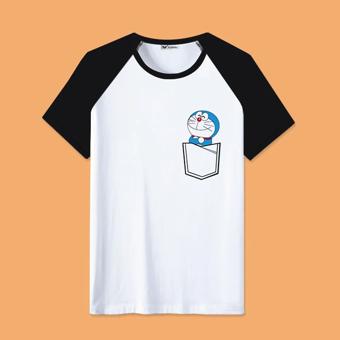 Детские летние милые футболки Doraemon повседневные хлопковые топы футболка с