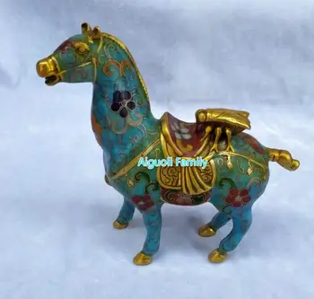 

Art Collectible Chinese Old Cloisonne Bronze Carved Cicada With Horse Statue/Home Decoration Animals Sculpture Holiday gifts