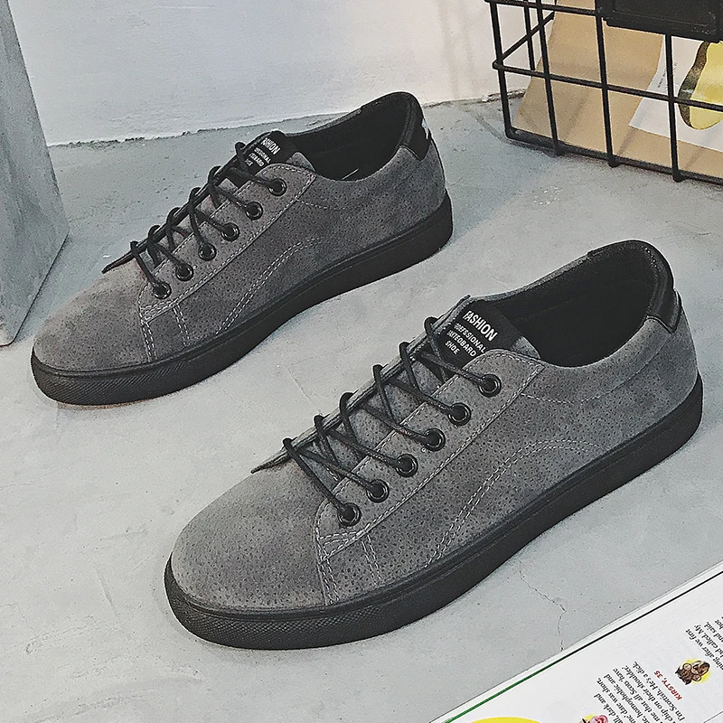 

Leather Skateboarding Shoes Leisure Men's Sneakers Comfortable Summer Sports Shoe for Man Black Grey Walking Shoe erkek ayakkabi