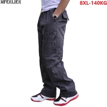 Весенние мужские брюки большого размера 8XL стиль сафари карман 6XL стрейч брюки вне двери Уличная Повседневная карго хлопок брюки 140 кг