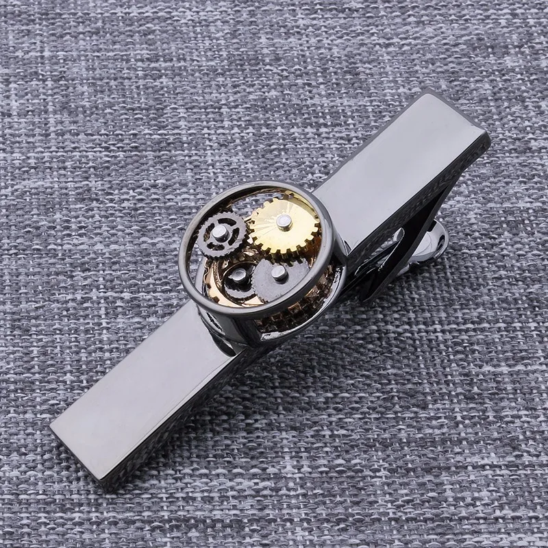 Модные Зажимы для галстука часы для мужчин t черный пистолет металлический подвижный механический галстук, держатель, застежка для мужчин