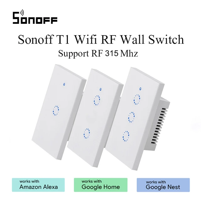Itead Sonoff T1 Us 1 2 3gang Wifi Switch Rf 315mhz Wall Touch Light Smart Switch Wireless